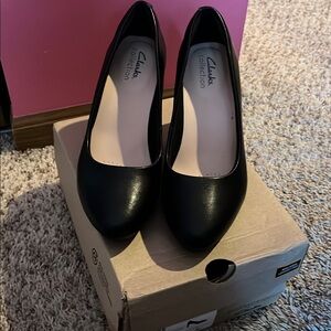 Brand new in box Clarks Black Heel Elegant Design                    Size 6 Wide